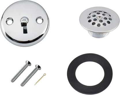 Artiwell Trip Lever Tub Trim Kit Set with Trip Lever Overflow Face Plate, Trip Lever Bathtub Drain with Strainer, Overflow and Matching Screws (CHROME PLATED)
