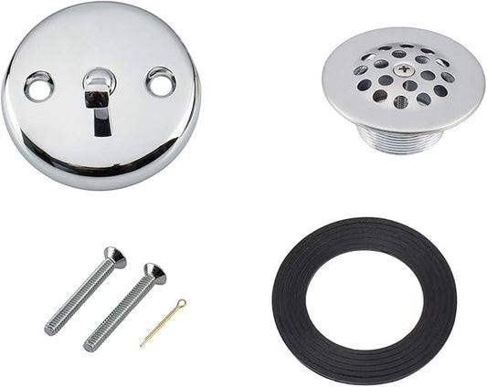 Artiwell Trip Lever Tub Trim Kit Set with Trip Lever Overflow Face Plate, Trip Lever Bathtub Drain with Strainer, Overflow and Matching Screws (CHROME PLATED)