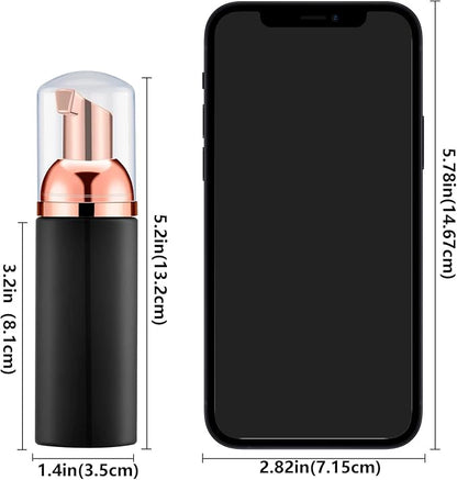 Lil Ray 2 Oz Empty Black Foam Pump Bottle, Foamer Soap Dispenser for Lash Shampoo, Hand Soap, Foaming Cleaner(Rose Gold Pump, 12 PCS)