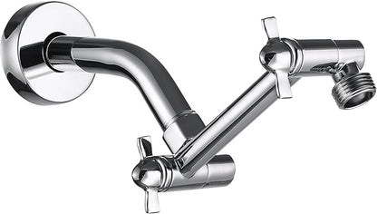 Shower Head Extension Arm, Anti-Leak Solid Brass Adjustable Extender for Rain & Handheld Shower Head, G1/2 Universal Connector (5 Inch, Chrome)