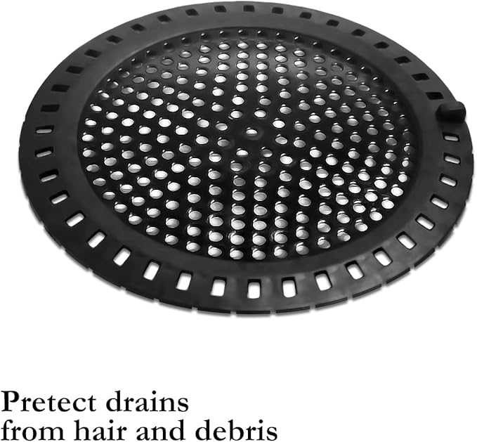 Hair Catcher Shower & Tub Drain Protector, Bathtub & Sink Drain Strainer, Flat & Round, Black