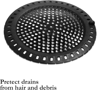 Hair Catcher Shower & Tub Drain Protector, Bathtub & Sink Drain Strainer, Flat & Round, Black