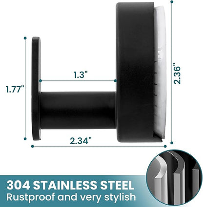 TAILI Stylish 304 Stainless Steel Bathroom Suction Hooks for Towel, Bathrobe, Loofah, No Damage Hanging Glass Shower Wall Hook, Patented Strong Suction Cup Holder, Hold Up to 11 Lbs, A-Cylinder Black