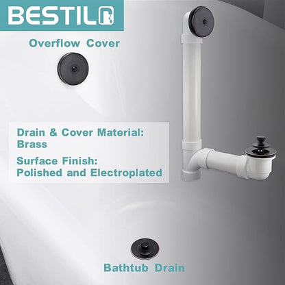 BESTILL Bathtub Drain Kit and Overflow Faceplate, Oil Rubbed Bronze
