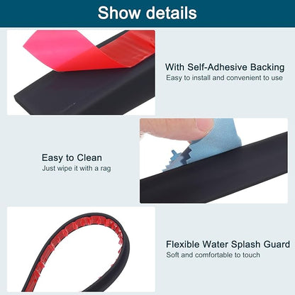 uxcell 59 Inch Collapsible Shower Barrier Stopper Water Splash Guard Blocker 59"Lx0.8"Wx0.5"H for Bathroom Kitchen Wet and Dry Separation, Black