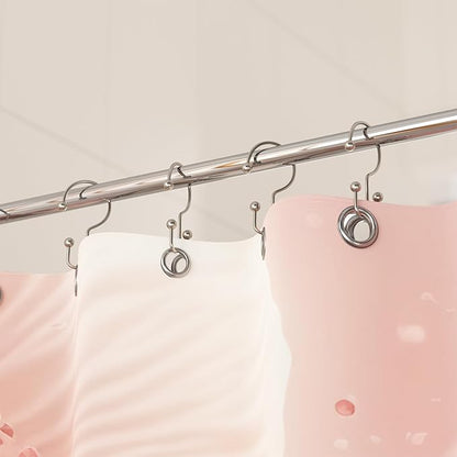 Titanker Shower Curtain Hooks Nickel, Minimalist Simple Double Glide Shower Curtain Rings, Rust Proof Metal Shower Hooks Rings for Bathroom Shower Rods Curtains, Set of 12 Hooks