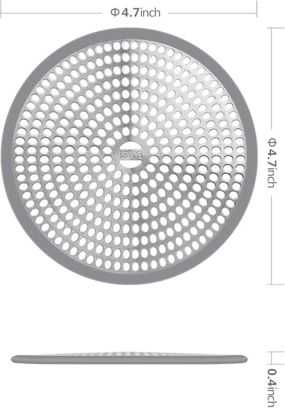 LEKEYE Shower Hair Catcher Drain Protector Strainer-Steel & Silicone 2 Pack