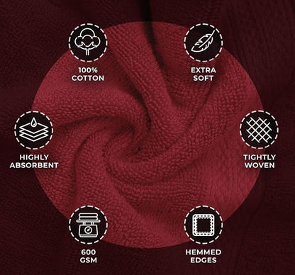 Avalon Towels Luxury Washcloths Value Pack of 12 – Premium Cotton, Soft & Absorbent Wash Cloths for Body and Face, Hotel and Spa Quality Wash Clothes, Quick Dry and Machine Washable (Crimson Red)
