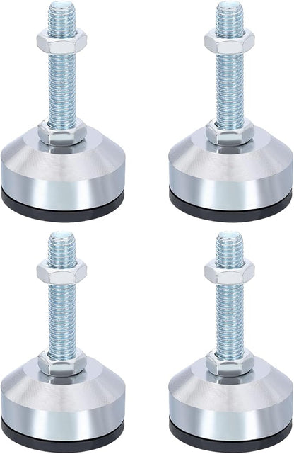 PATIKIL Furniture Leveling Feet 2.4" Dia Base M12 Thread, 4 Pcs Carbon Steel Adjustable Threaded Furniture Levelers Screw on Leg Leveler with Pads for Desk Chair, Black