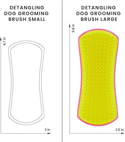 Pet Teezer Detangling Dog Grooming Brush, Dog Bath Brush for Long Haired Breeds and Wet or Dry Fur, Large, Pink & Yellow