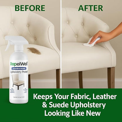 Eco-Friendly Upholstery Protect Stain & Water Repellent Spray 24oz – Non-Toxic, Pet-Safe Formula for Fabric, Leather, & Suede – Long-Lasting Stain Guard Keeps Furniture Clean & New