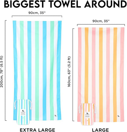 Dock & Bay Beach Towel - Quick Dry, Sand Free - Compact, Lightweight - 100% Recycled - Includes Bag - Summer - Rainbow Skies - Large (160x90cm, 63x35)