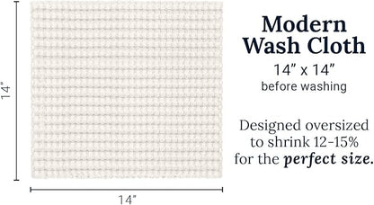 GILDEN TREE Waffle Bath Towels Wash Cloths for Showering, Exfoliating Washcloth Quick Dry Towel, Face Towels for Washing Face Cotton Washcloths Set of 4, Modern Style (Cream)