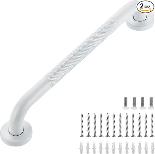 Grab Bars for Shower, 2 Pack 16-Inch Anti Slip Shower Handles for Elderly, Safety Shower Grab Bar, Stainless Steel Handicap Grab Bars for Bathroom (White 1" Diameter)