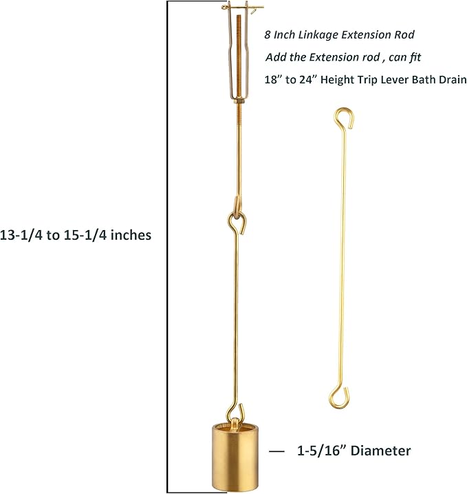 Tub Drain Linkage Assembly with Trip Lever and Strainer Done Cove, Fit for Trip Lever Bath Tub Waste and Overflow Drain by Artiwell
