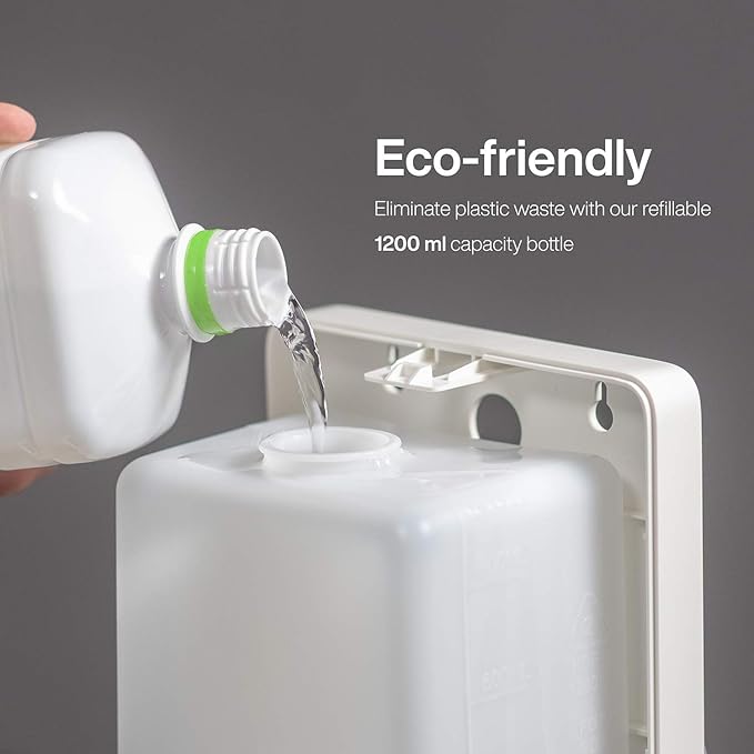 Luxton 2 Pack Automatic Hand Sanitizer Dispenser/Soap Dispenser - Sanitizing Station - Floor Stand, Drip Catcher - Touchless Auto Sensor, Refillable 1200ml Bottle - Portable White