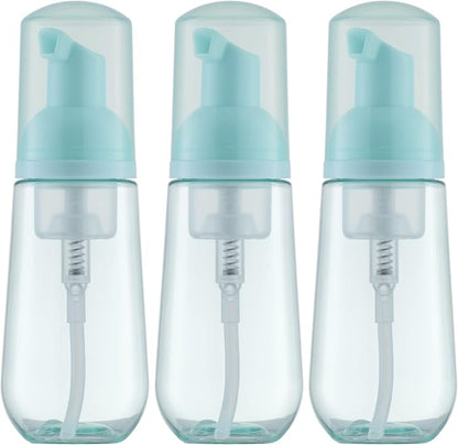 Tekson Soap Foam Bottle, Empty Travel Foaming Lash Shampoo for Cleanser, Dispenser (60ml, 2 fl oz, Green)
