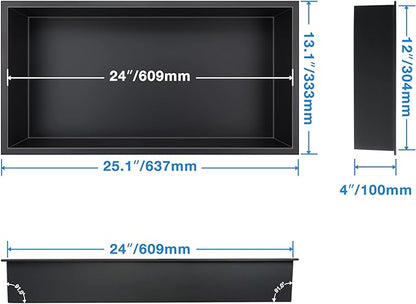 Neodrain Shower Niche, Shower Niche Bathroom Shelf, (Outside Size 25.1"x13.1") (Inner Size 24" X 12" X 4"), NO Tile Needed Recessed Niche Shower for Storage, Matte Black