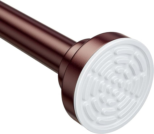 Ausemku Shower Curtain Rod Tension - 26-76 Inch Never Rust Non-Slip Spring Tension Curtain Rod No Drilling Stainless Steel Curtain Rod Use Bathroom Kitchen（Brown）