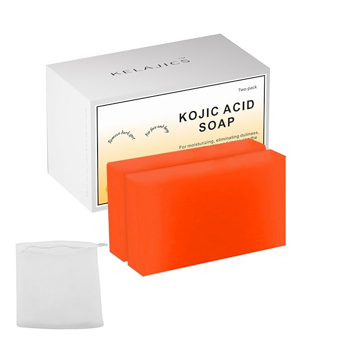 Kojic Acid Soap Bars with Retinol, Collagen, Vitamin C, Fresh Orange Scent for Face and Body, Moisturizes, Smooth and Evenly Radiant (2 Pack)