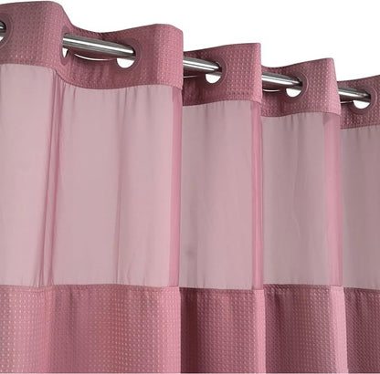 River Dream Heavyweight No Hooks Required Dotted Waffle Weave Shower Curtain with Snap in Liner - 71W x 74H,Hotel Grade,Spa Like Bath Curtain,Pale Mauve