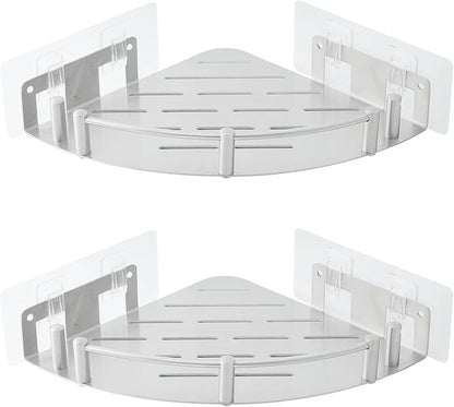 Bathroom Corner Shelf, 304 Stainless Steel,Integrated Molding, High Weight Capacity,Wall Mounted Bathroom Rack with Nail Free Adhesive, Suit for Storage Racks in Bathrooms,Kitchens(2 Pack)