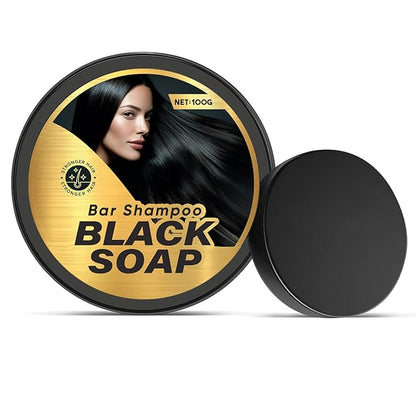 Black Hair Soap Bar with Bamboo Charcoal & Herbal Extracts - Natural Solution for Youthful Hair ﻿
