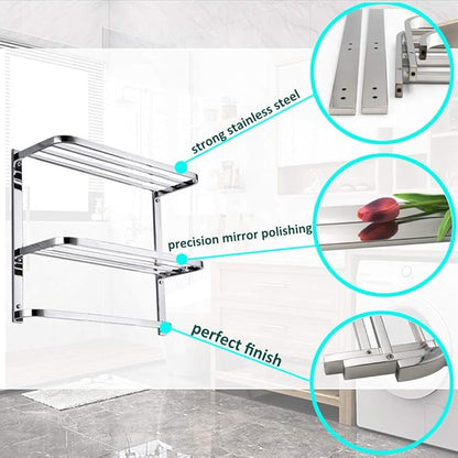 LUANT 3-Tier Bathroom Shelf with Towel Bars, Stainless Steel Wall Mounting Rack,29-1/4 Inch