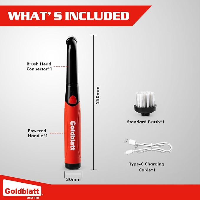 Goldblatt Electric Spin Scrubber Cordless, Power Scrubber with Battery Indicator Light, IPX6 Waterproof, Electric Cleaning Brush for Grout, Tile, Bathroom, Kitchen, Tub Cleaning