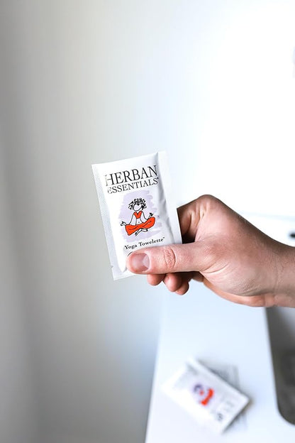Herban Essentials - Yoga Mat Wipe Cleaner - Lavender Essential Oil Wipes for Mats and Hands, Moist Towelettes Individually Wrapped - Deep-Cleaning for All Fitness Gear - 20 Count