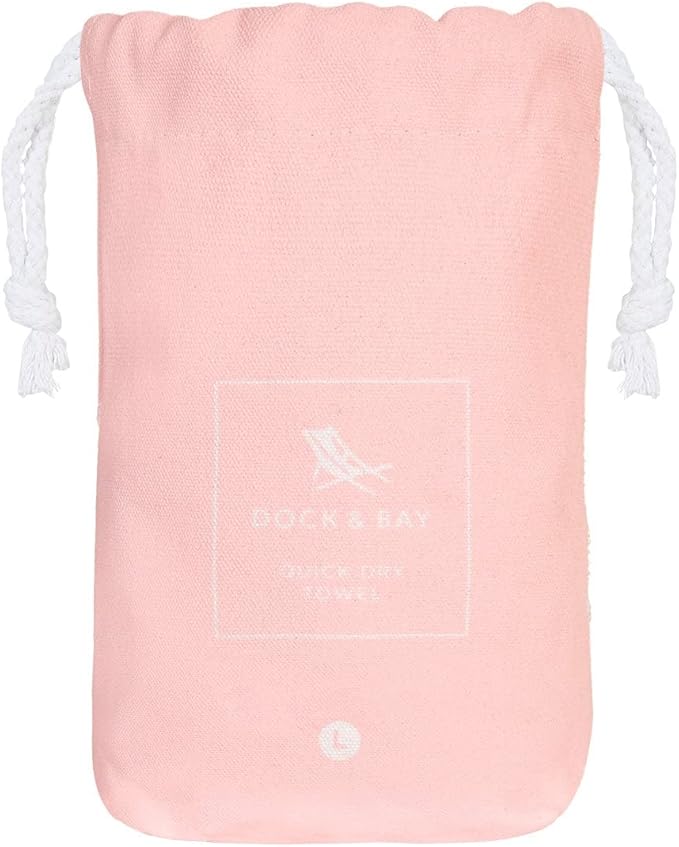 Dock & Bay Beach Towel - Quick Dry, Sand Free - Compact, Lightweight - 100% Recycled - Includes Bag - Essential - Pink, Large (160x90cm, 63x35)