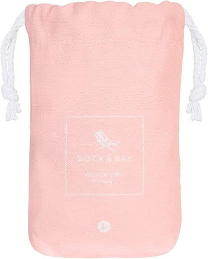 Dock & Bay Beach Towel - Quick Dry, Sand Free - Compact, Lightweight - 100% Recycled - Includes Bag - Essential - Pink, Large (160x90cm, 63x35)