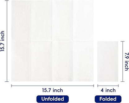 JOLLY CHEF 600 Pack Disposable Paper Napkins, Soft Bathroom Napkins for Guests, 2-Ply White Paper Hand Towels for Halloween, Wedding, Thanksgiving