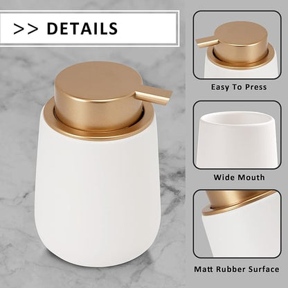 Soap Liquid Dispenser Ceramic with Easy-to-Press Pump Hand Liquid Dispenser for Shampoo Bathroom Kitchen 12 oz 2pcs
