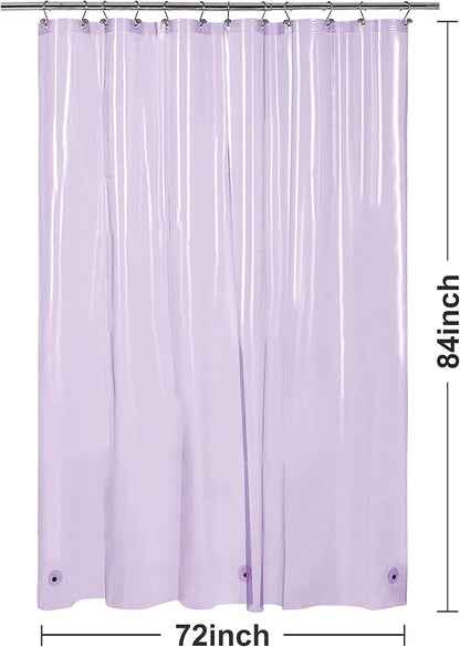 Barossa Design Extra Long Shower Curtain Liner with 3 Magnets - 72" x 84" XL, Waterproof PEVA Lightweight Shower Liner for Bathroom, PVC Free, Metal Grommets - Clear Lavender, 72x84