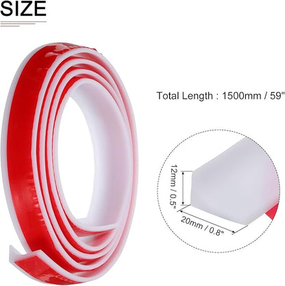 59"x0.8"x0.5" (LxWxH) Collapsible Shower Barrier Stopper - 1 Pack - Good for Bathroom Kitchen - L Shape Water Splash Guard Blocker - White