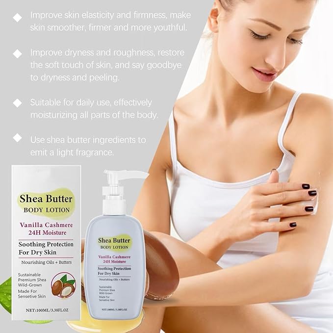 Shea Butter Body Lotion | Deep Moisturizing & Nourishing Cream | Long-Lasting Hydration for Dry & Sensitive Skin | Non-Greasy & Smooth Scented Body Butter