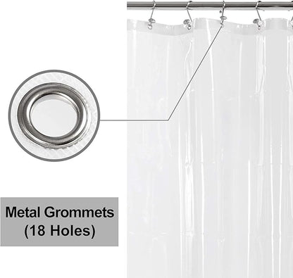 Barossa Design Extra Wide Shower Curtain Liner 108" x 72" with 8 Magnets - Waterproof PEVA Around Shower Liner for Bathroom, PVC Free, Metal Grommets - Clear, 108X72