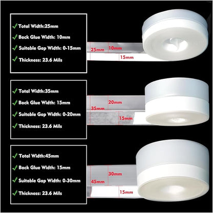 Silicone Weather Stripping Seal Door Tape 16.5 Feet Strip Bottom Draft Insulation Stopper Weatherproof Soundproof for Door Frame or Window Bathroom Shower Glass Gaps