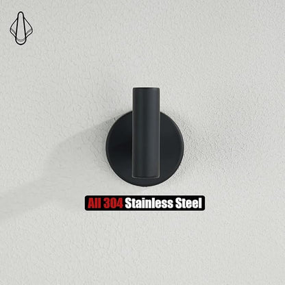 JQK Bathroom Hardware Set, 5-Piece Bath Accessories Set Matte Black Wall Mount Includes 24 in Towel Bar, 9 in HT Bar, TP Holder, Towel Hook x 2, BAS105-PB