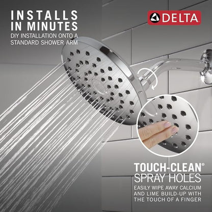 Delta PivotPro Chrome Rain Showerhead, Single Setting 7 Inch Round Shower Head, Showerheads, 1.75 GPM Flow Rate, Chrome 75104