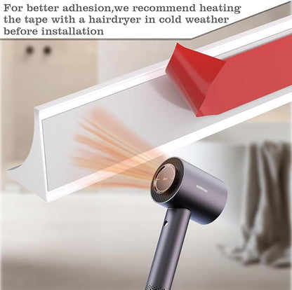 39 Inch Shower Threshold Water Dam Barrier,Silicone Shower Door Bottom Seal for Water Stopper,Flexible Edge Trim for Kitchen Sink Splash Guard,Self Adhesive Water Blocker for Bathtub,Black