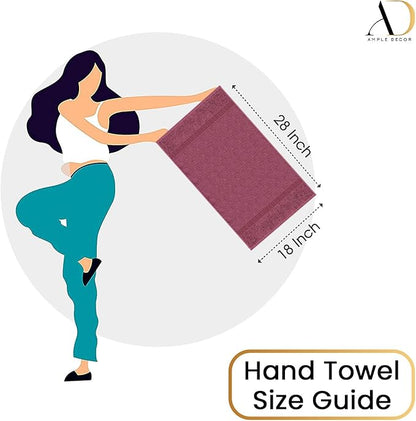 Ample Decor Bathroom Hand Towel 18 X 28 Inch 600 GSM 100% Cotton - Popcorn Textured Towel - 6Pcs Grape Purple