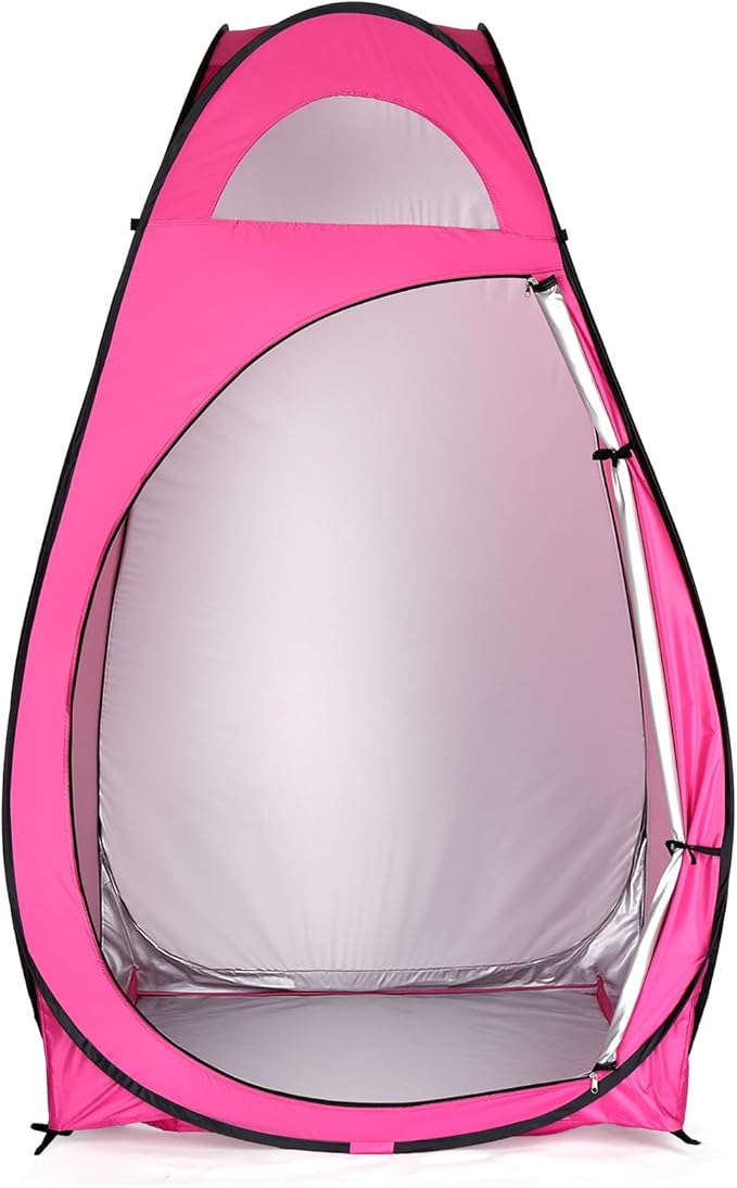 Pop Up Privacy Shower Tent,Portable Outdoor Bathroom Toilet Changing Dressing Room,Instant Rain Shelter for Camping & Beach,Lightweight & Sturdy, Easy Set Up, Foldable, with Carry Bag (Pink)