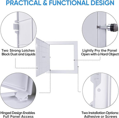 TICONN Access Panel for Drywall, 10 x 10 Inch ABS Plastic Wall Hole Cover Access Doors, Easy Install Plumbing Wall Panel for Drywall, Ceiling, Wiring and Cables