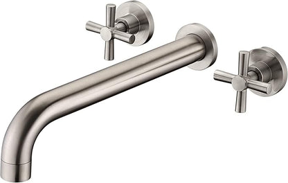 SUMERAIN Tub Faucet Brushed Nickel Wall Mount Tub Filler High Flow Bathtub Faucet with Rough in Valve, Extra Long Spout