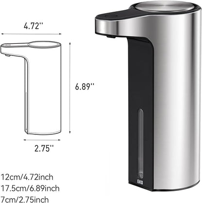 EKO Aroma Touchless Automatic Soap Dispenser for Kitchen and Bathroom, Liquid Hand Soap Dispenser, Water-Resistant and Rechargeable, 9 fl oz (Stainless)