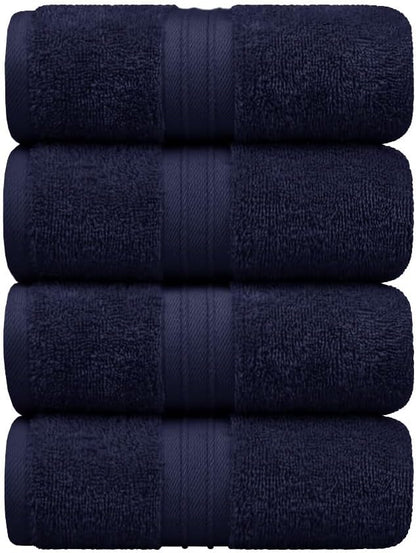 Hand Towels 4 Pack - Luxury & Decorative, Large (16"x 28") Plush, 100% Cotton, Soft and Thick - Versatile, Perfect as Kitchen and Bathroom Towel, Hair or Spa Towel - Royal Blue