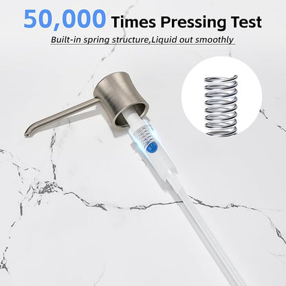 SAMODRA Soap Dispenser for Kitchen Sink Brushed Nickel Lotion Dispenser 12 OZ Bottle Built in Design Refill from The Top