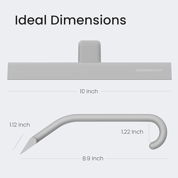 dancemoon JustHang Shower Squeegee for Glass Doors, All-One-Piece Silicone with Built-in Hook Design for Easy Hanging, Household Window Mirror Squeegee for Bathroom, Glass, Kitchen, Tile Wall, Car